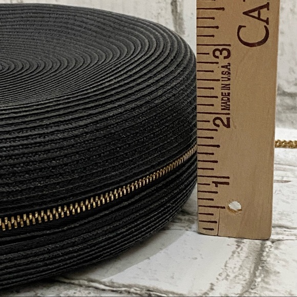 ERIC JAVITS Black Straw Woven 7.5” Round Wristlet - Picture 8 of 16